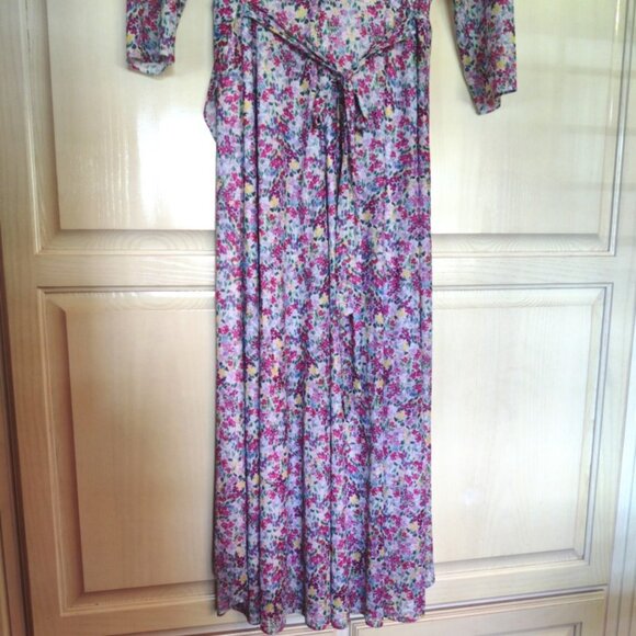 BCBGeneration 3/4 Sleeve, Faux Wrap, High Low Dress in Pink Floral, Sz 14, NWT - Picture 2 of 10